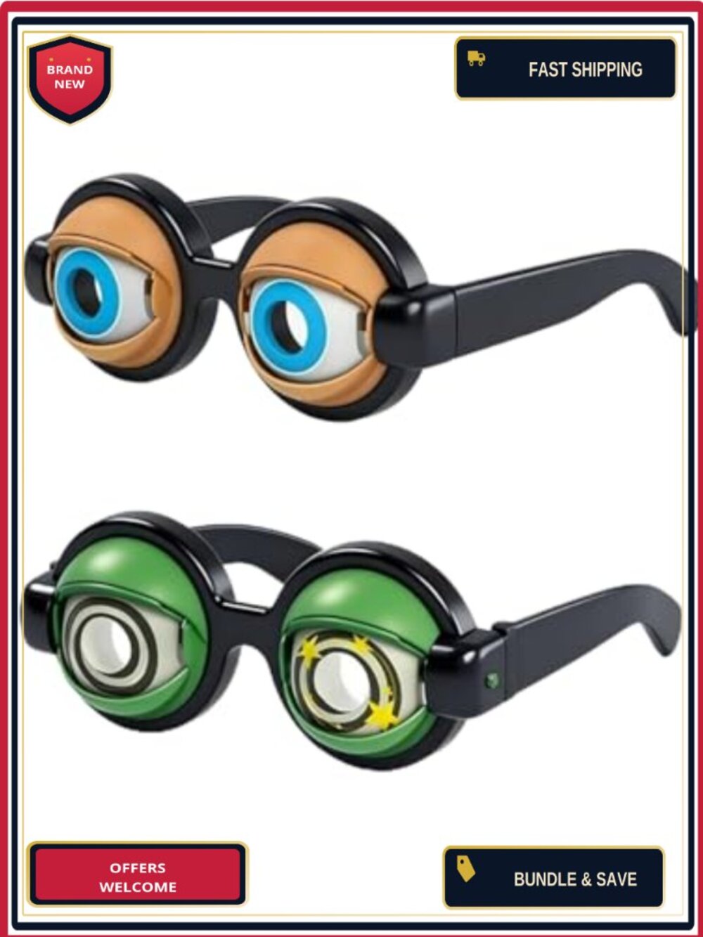 Moving Eyes Glasses Funny Winking Eyeball Party Costume Eyewear